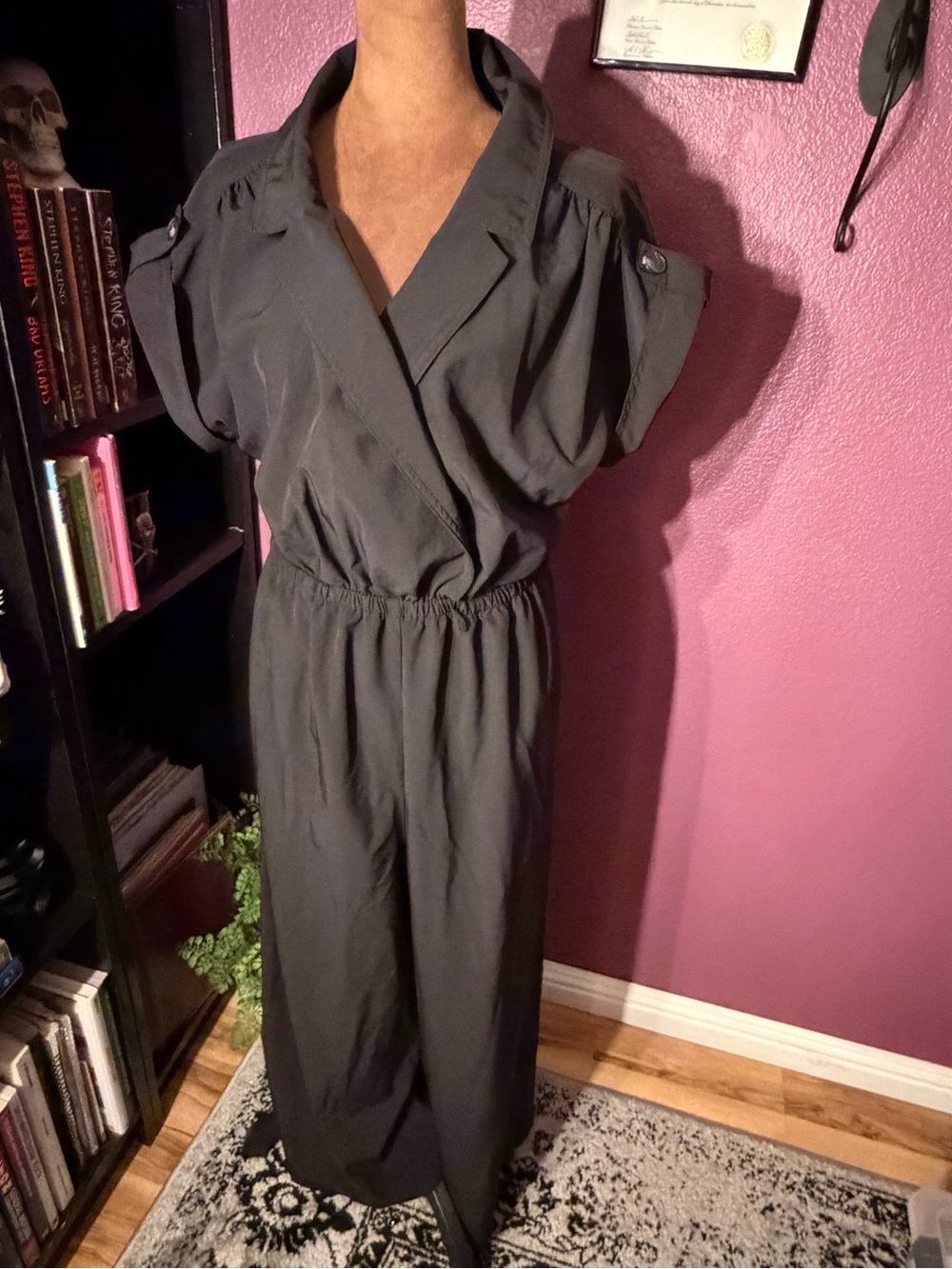 Black Short-Sleeve Jumpsuit